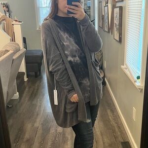 NWT Young fabulous & broke gray slouchy fit open front mid length cardigan small